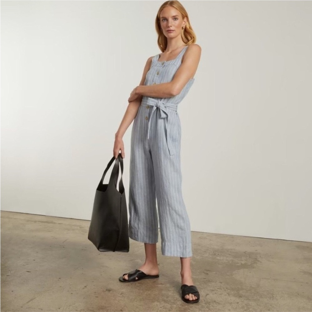 Everlane Sky Blue Striped Jumpsuit